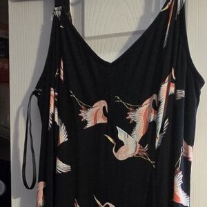 Torrid Gray Knit Top with Pink Crane Design